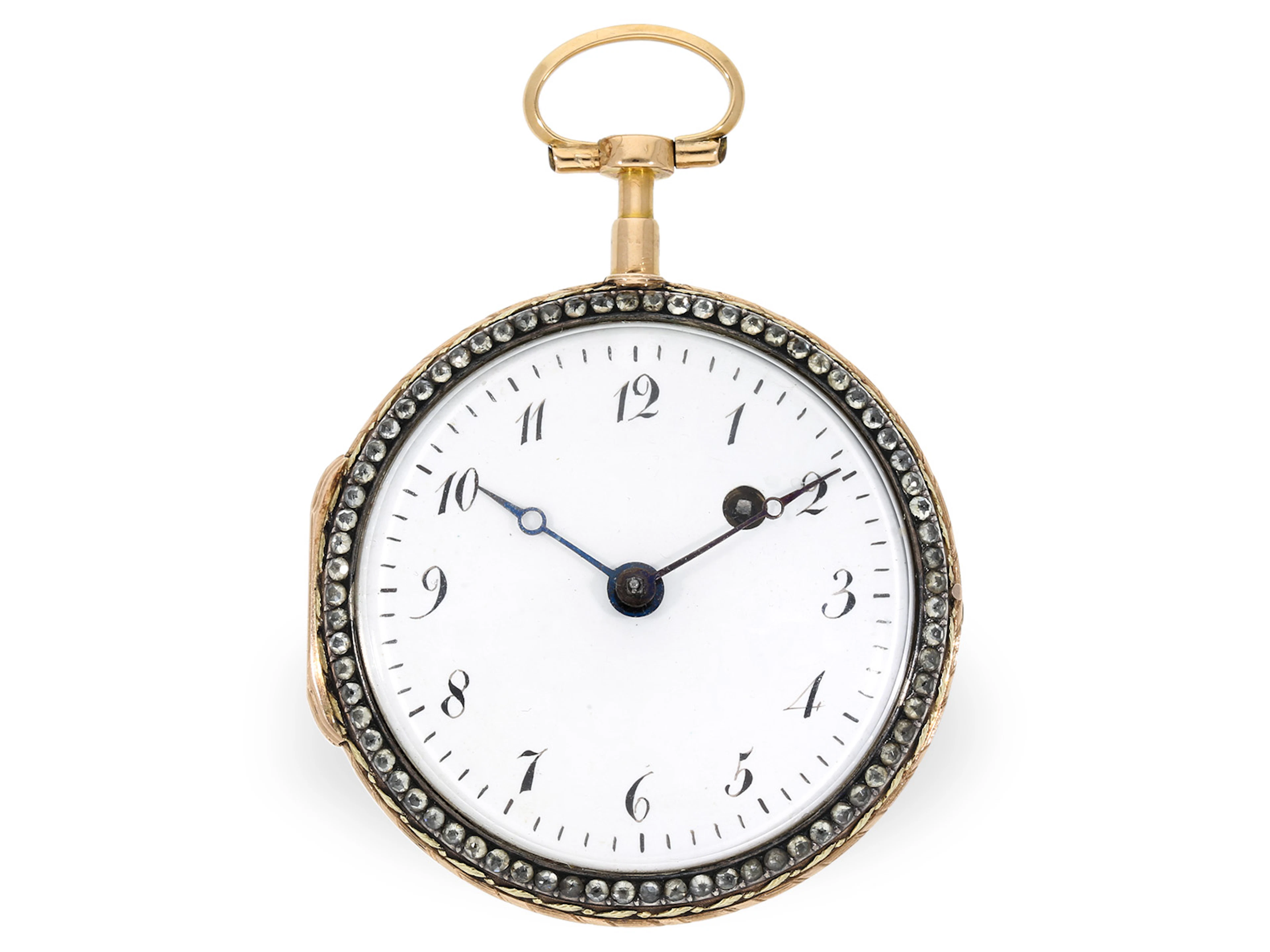 Pocket watch: exceptionally large 4-colour gold verge watch with a