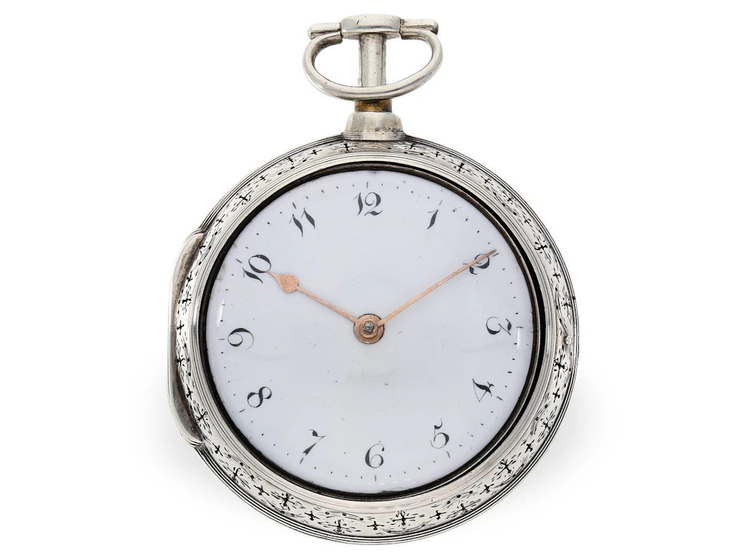 Pocket watch: fine double-cased verge watch with repeater, Rivers