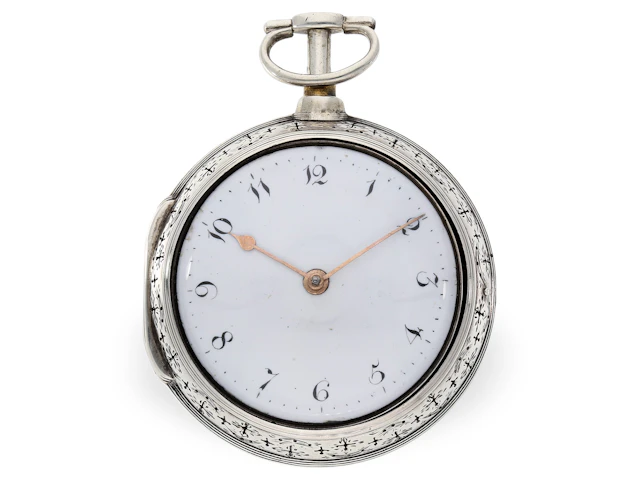 Pocket watch: fine double-cased verge watch with repeater, Rivers