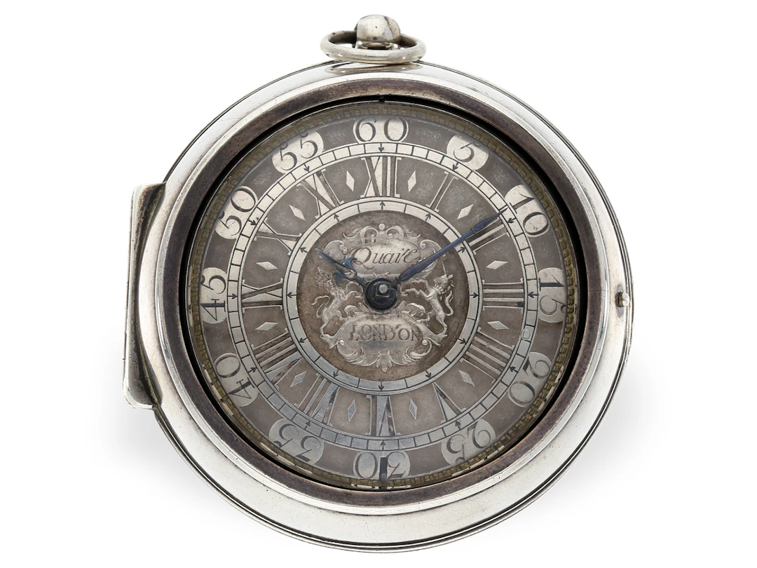 Pocket watch: rare double-cased spindle watch, signed Quare London, circa 1715