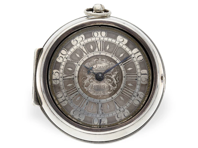 Pocket watch: rare double-cased spindle watch, signed Quare London, circa 1715
