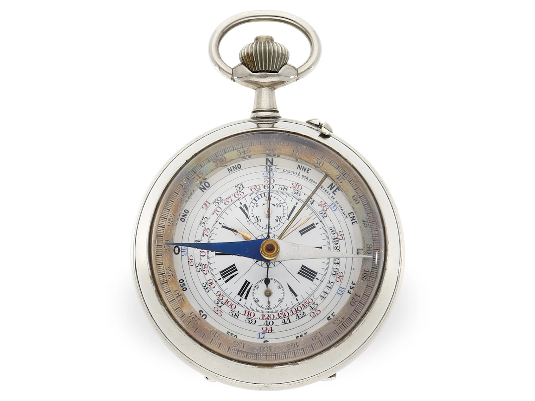 Pocket watch: A rarity, French navigation pocket watch with compass