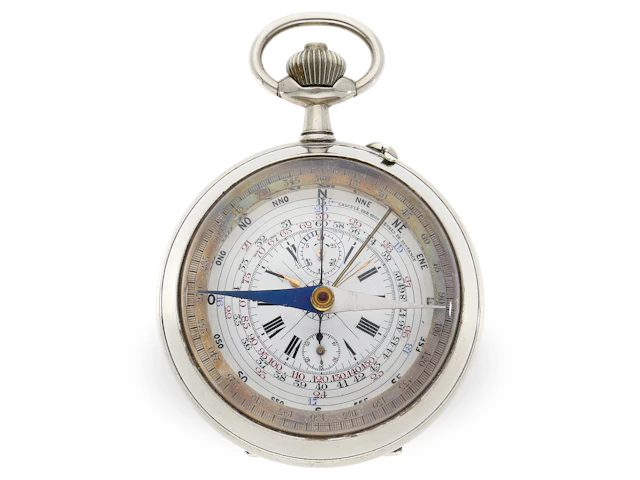 Pocket watch: A rarity, French navigation pocket watch with compass