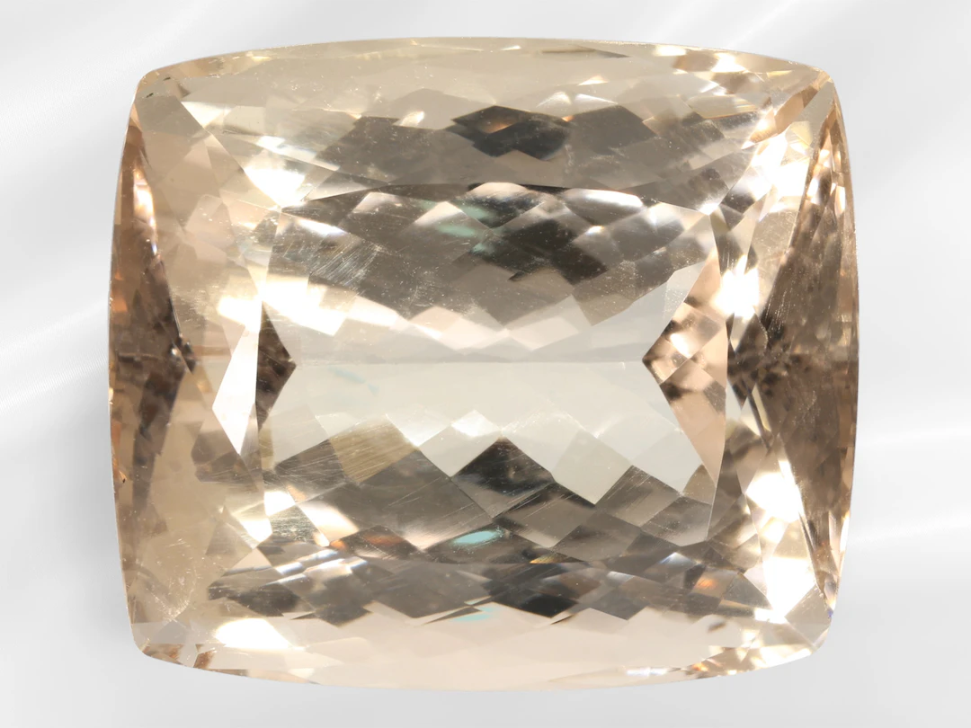 Exceptionally large, loose natural imperial topaz, 90.38 ct, pinkish