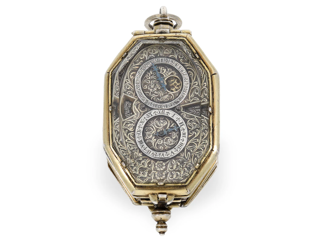 Pendent watch: large, extremely rare octagonal rock crystal astronomical