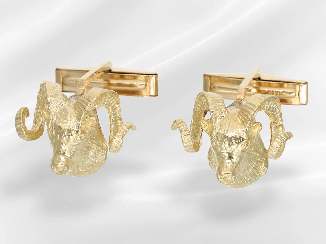 Gold zodiac sign cufflinks, ‘Aries’ scene