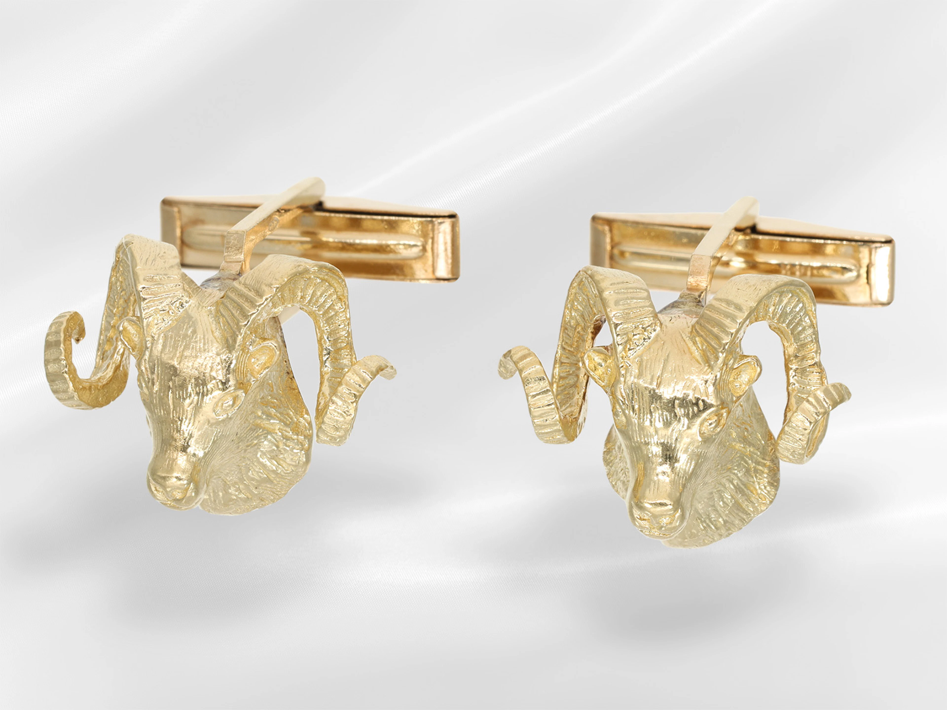 Gold zodiac sign cufflinks, ‘Aries’ scene
