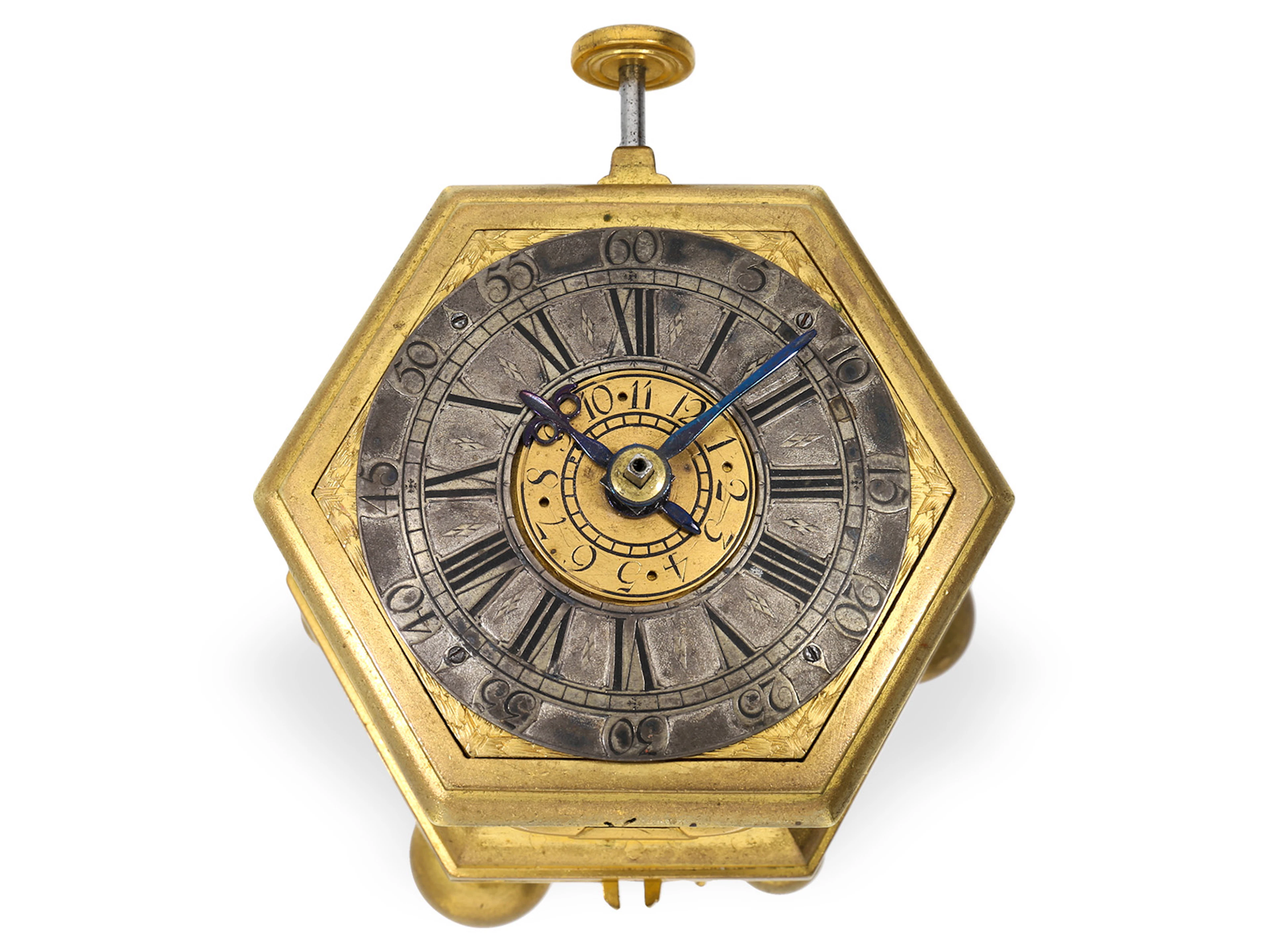 Table clock: very rare miniature horizontal table clock, Gottfried
