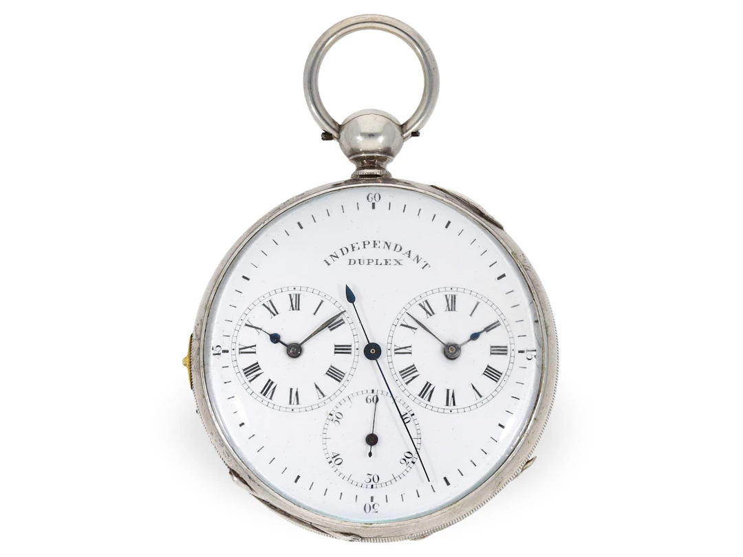 Pocket watch: rare duplex watch for the Chinese market, 2 time zones