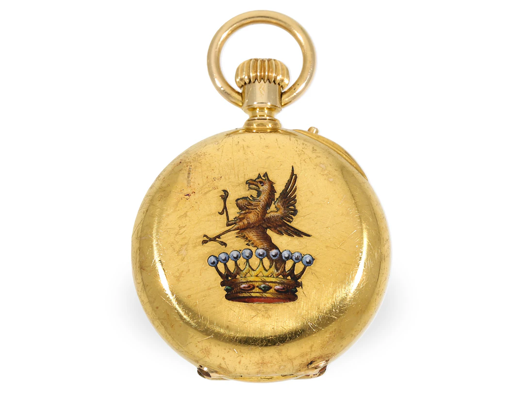 Pocket watch: rare gold and enamel ladies’ watch from a noble family