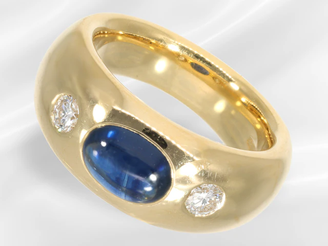 Ring: very heavy, solid band ring from Wempe with sapphire and brilliant-cut