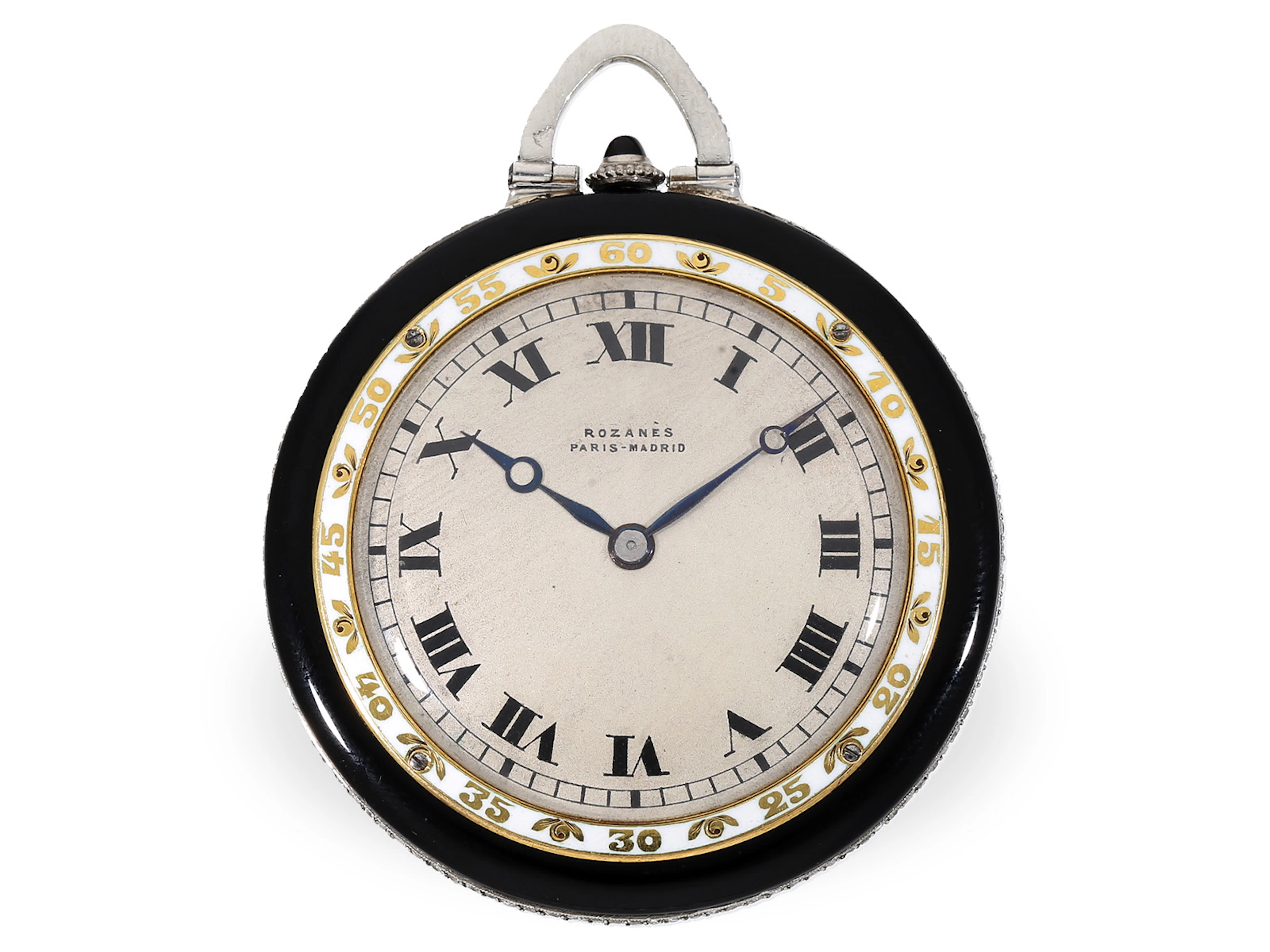 Pocket watch: rare onyx/platinum/gold/diamond dress watch, presumably