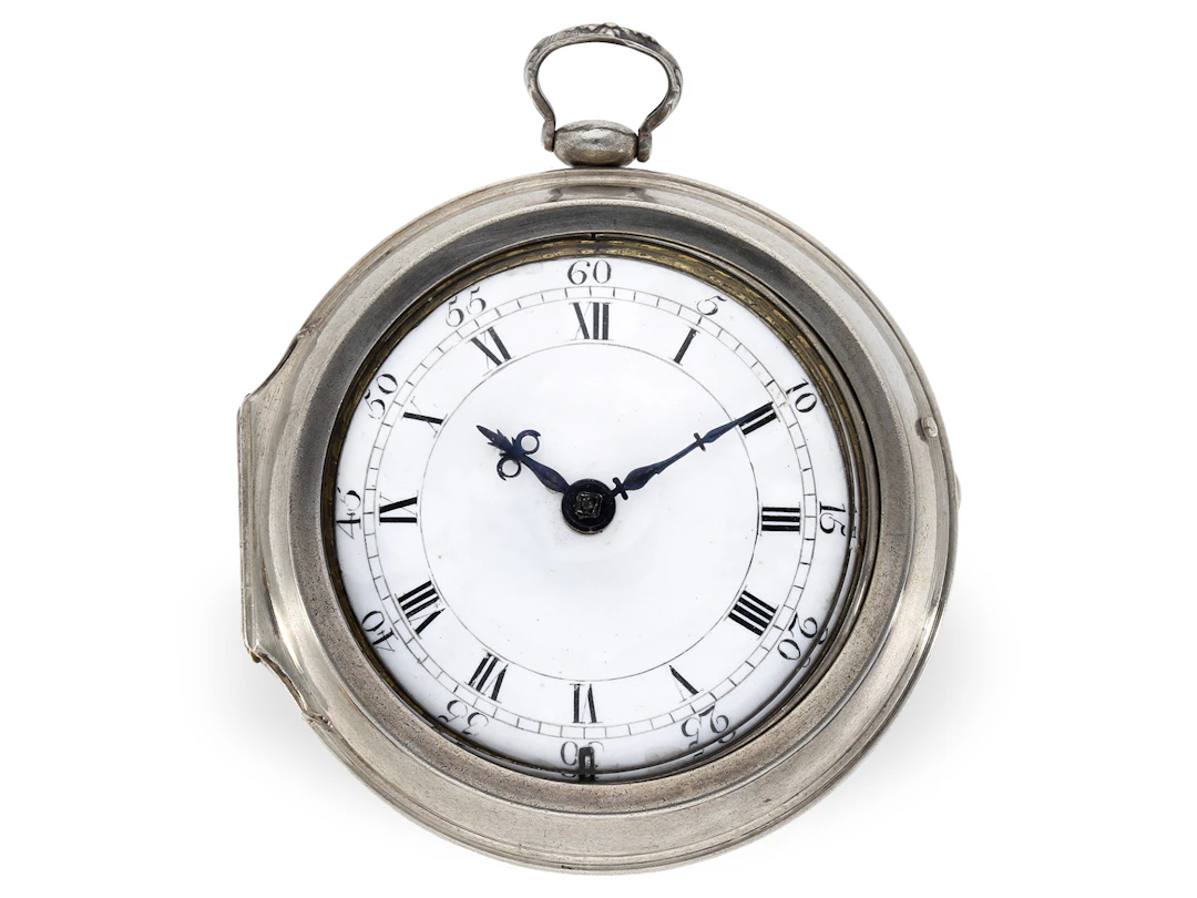 Pocket watch: A rarity, English verge watch with rock crystal clasp