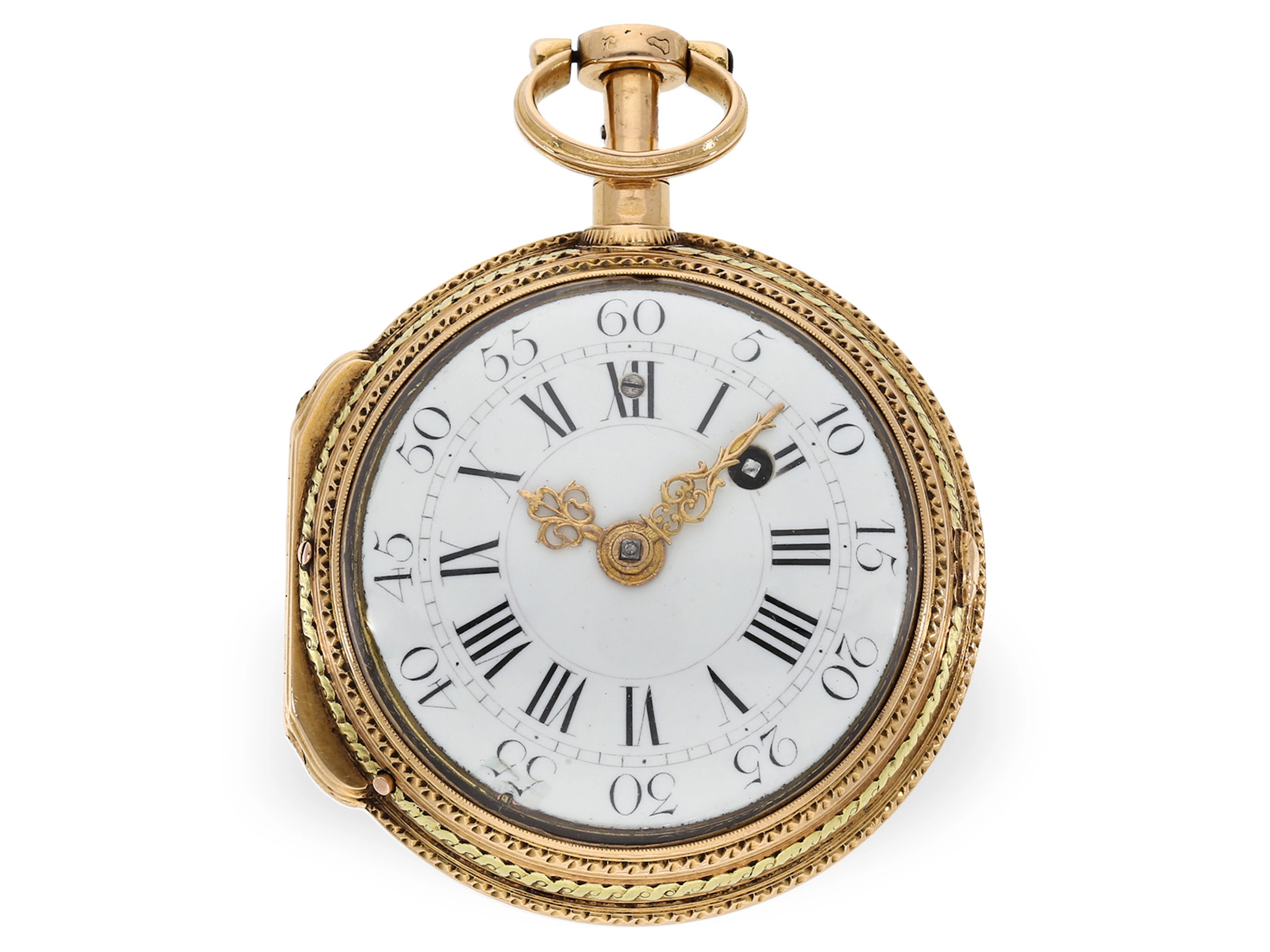 Pocket watch: an absolute rarity, a verge watch with a concealed erotic