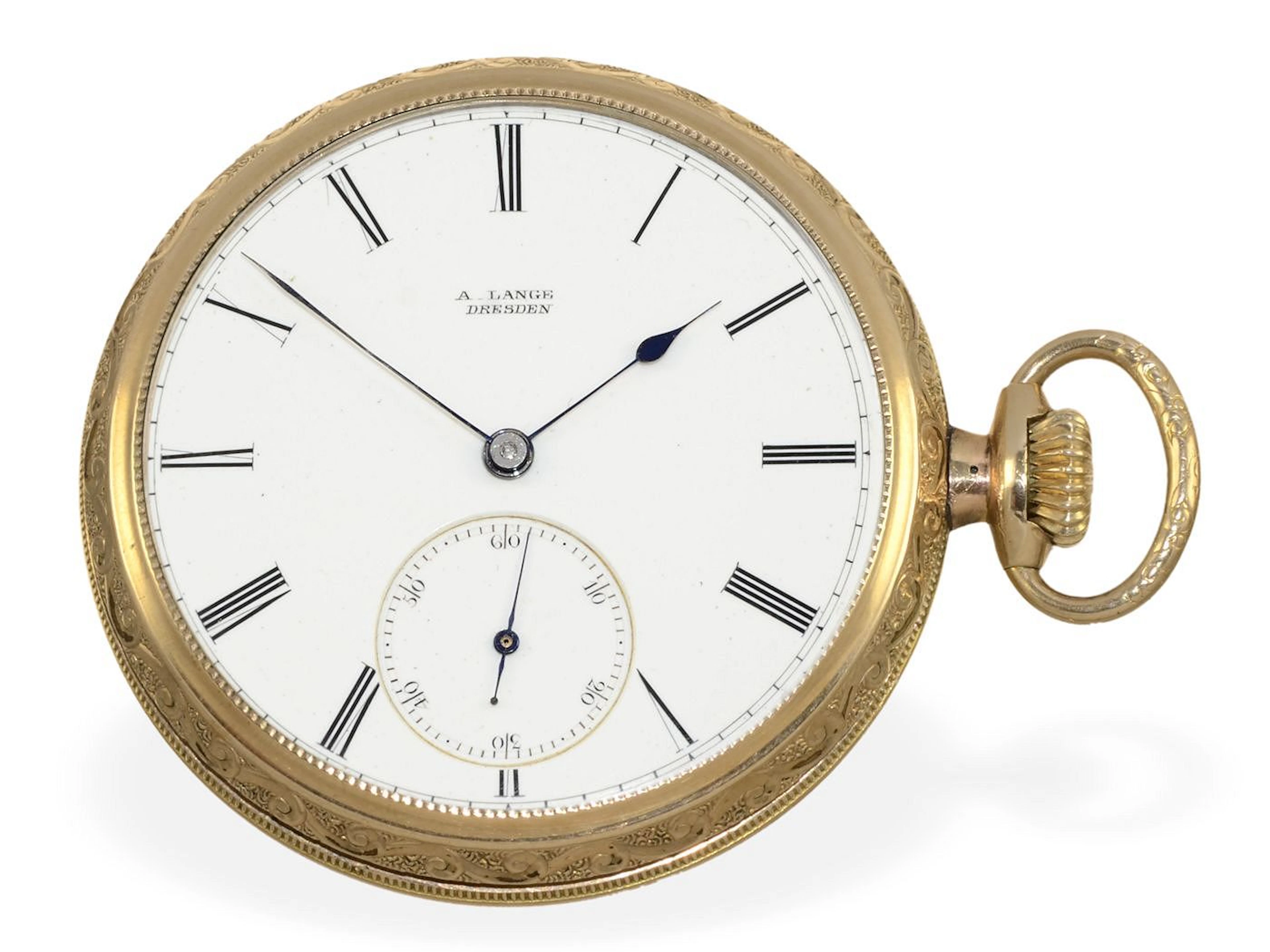 Pocket watch: early Adolph Lange Dresden, Grade 1A, sold in 1874 to