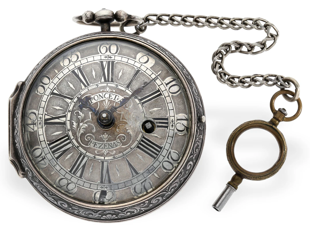 Pocket watch: interesting early verge watch, circa 1735, PONCET à Pezenas