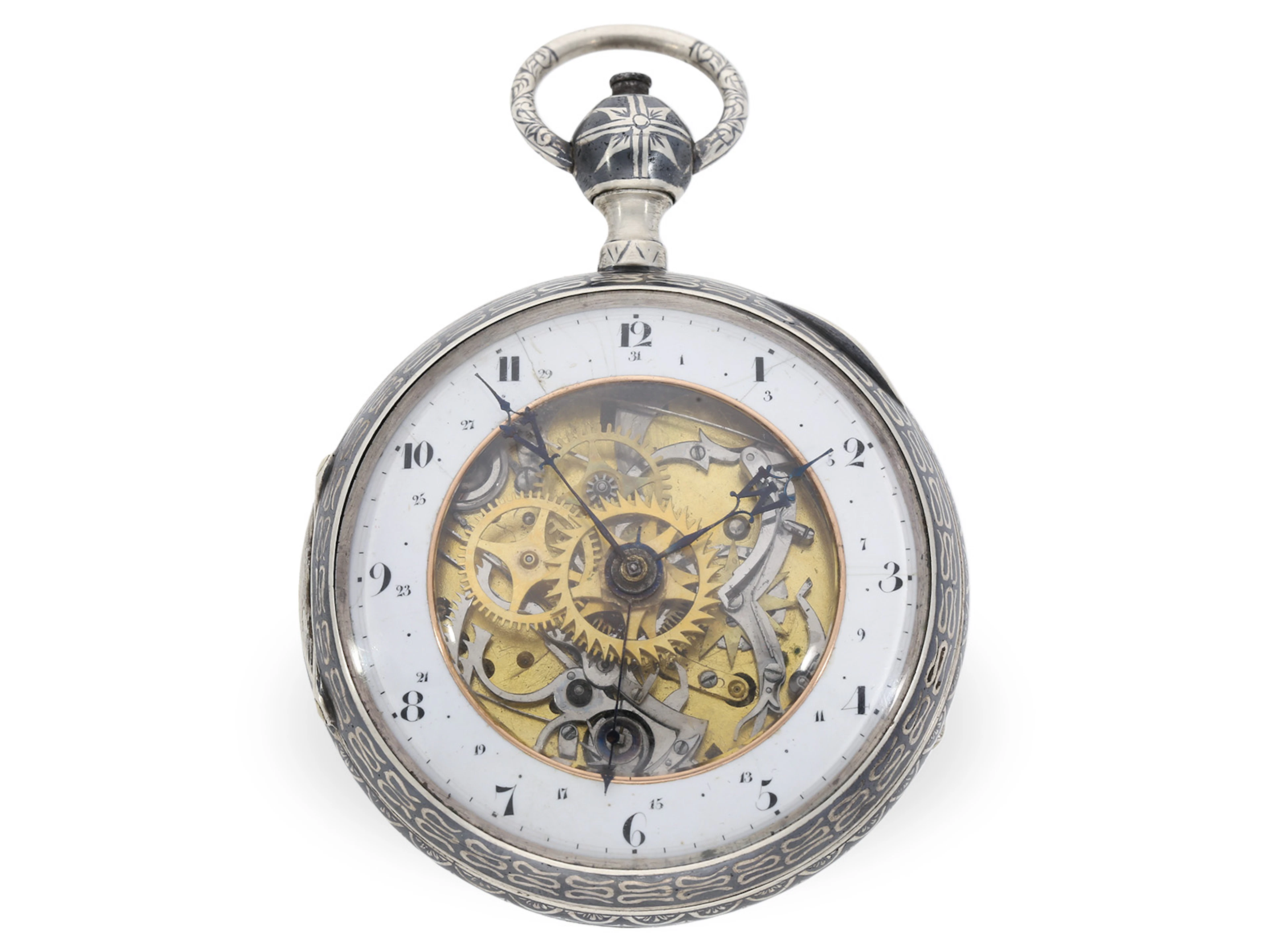 Pocket watch: A rarity, an extremely large skeletonised Prague Tula