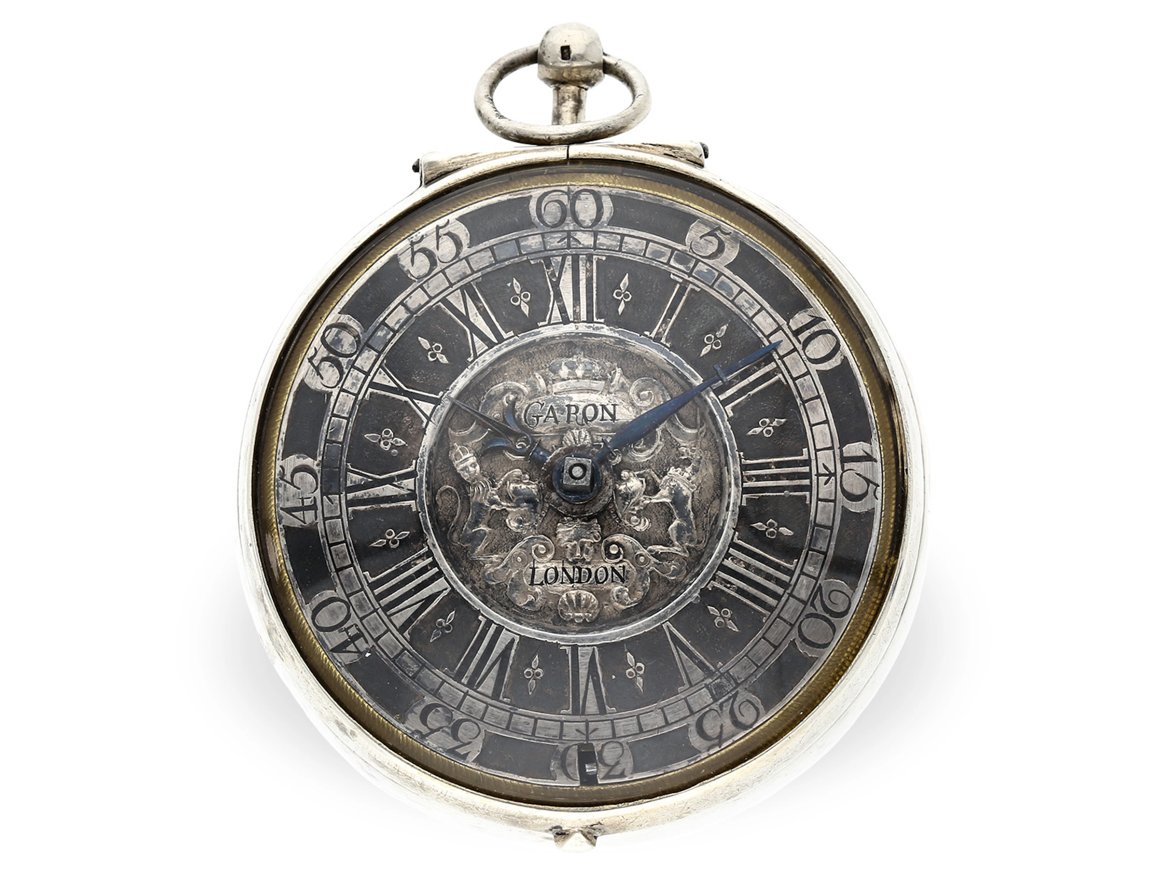 Pocket watch: extremely rare English pocket watch with enamel plaque