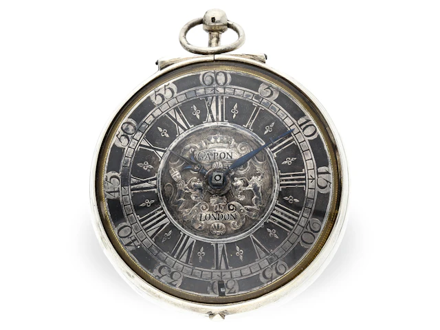 Pocket watch: extremely rare English pocket watch with enamel plaque
