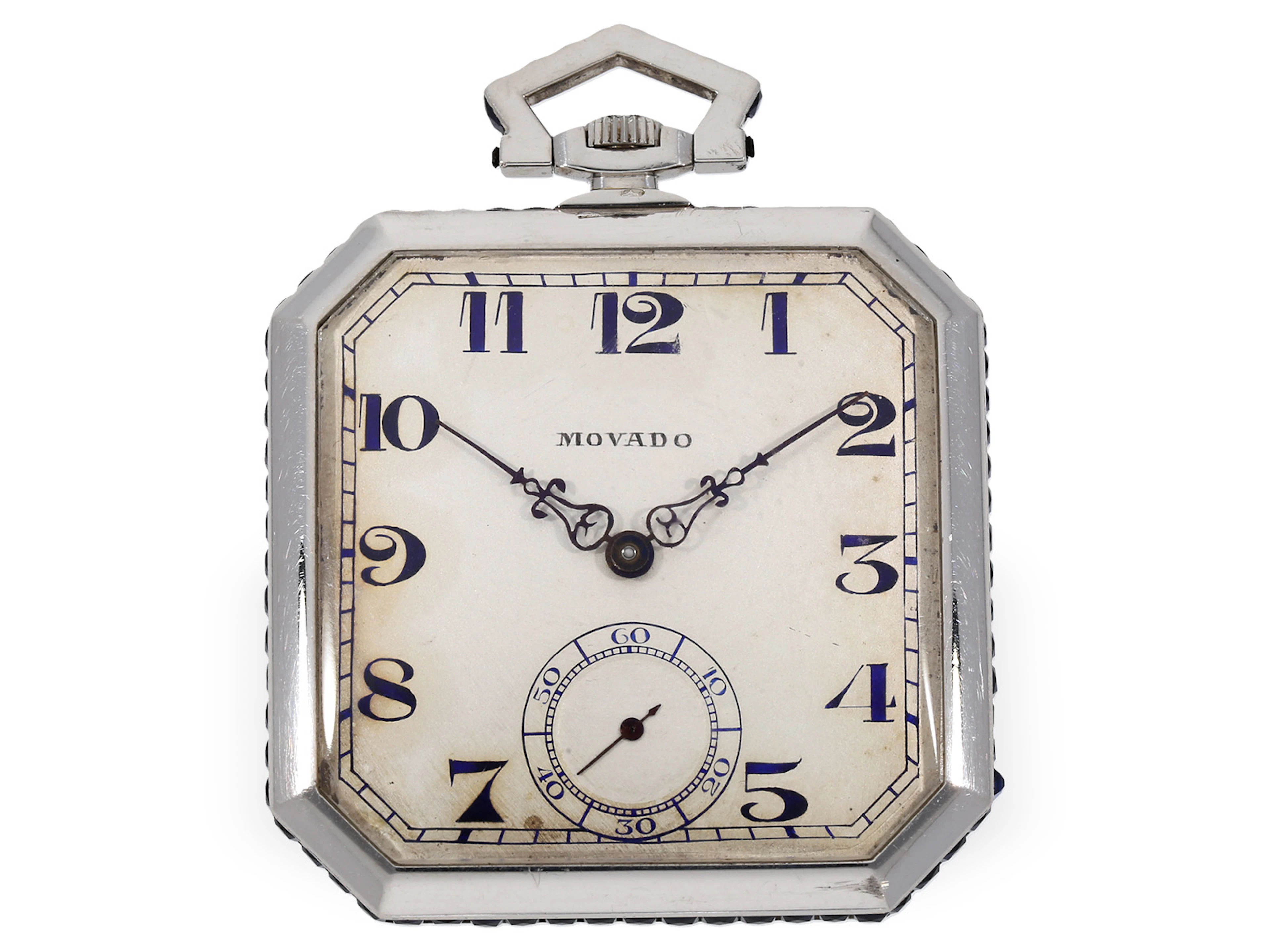 Pocket watch: highly attractive platinum dress watch set with sapphires