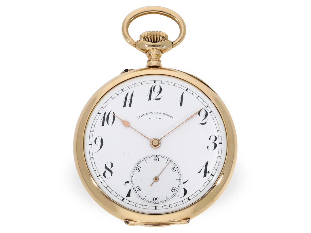 Pocket watch in very good condition with box, court watchmaker Suchy