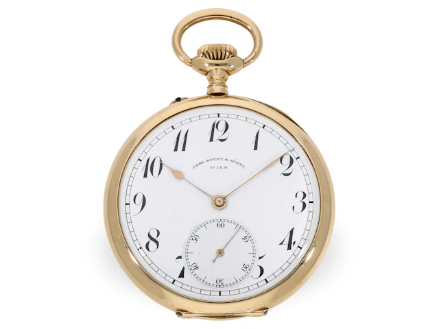 Pocket watch in very good condition with box, court watchmaker Suchy