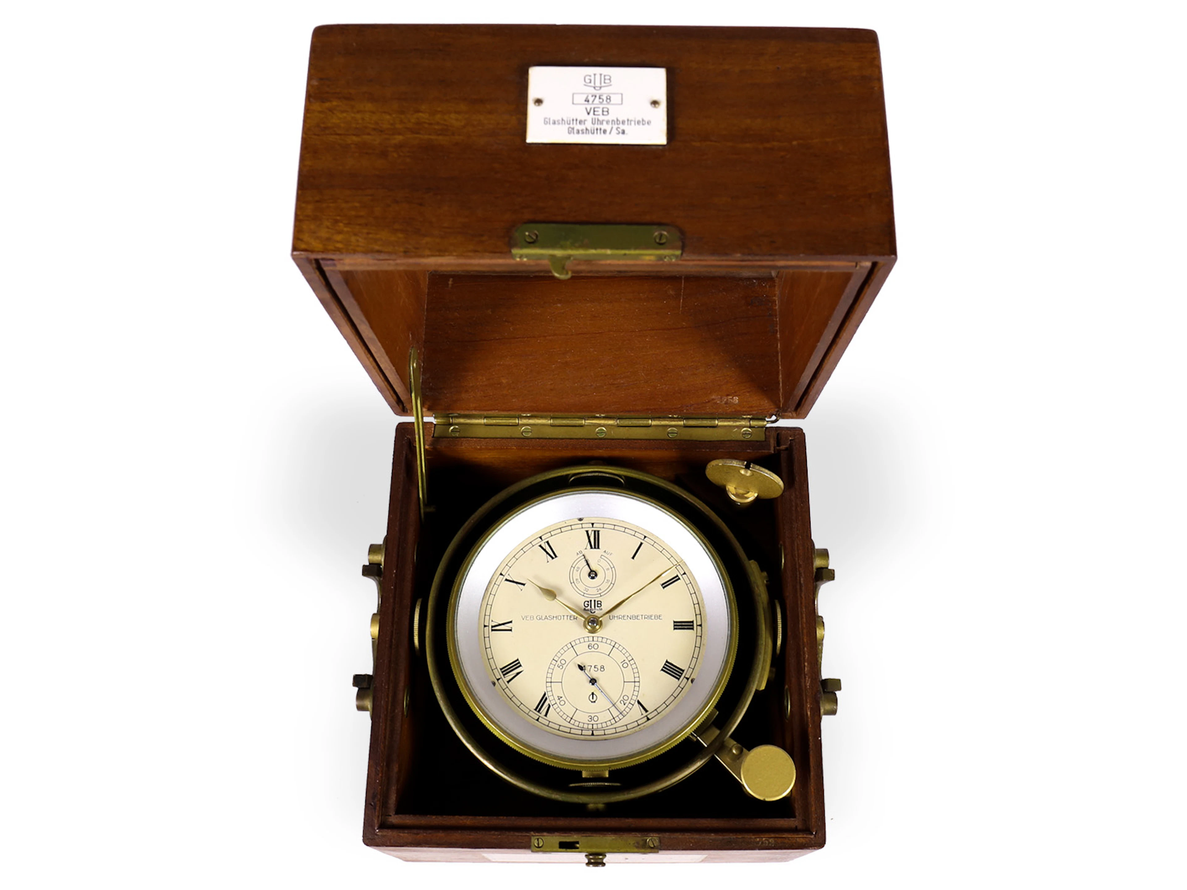 Glashütte marine chronometer, GUB Glashütte No. 4758, 1950s