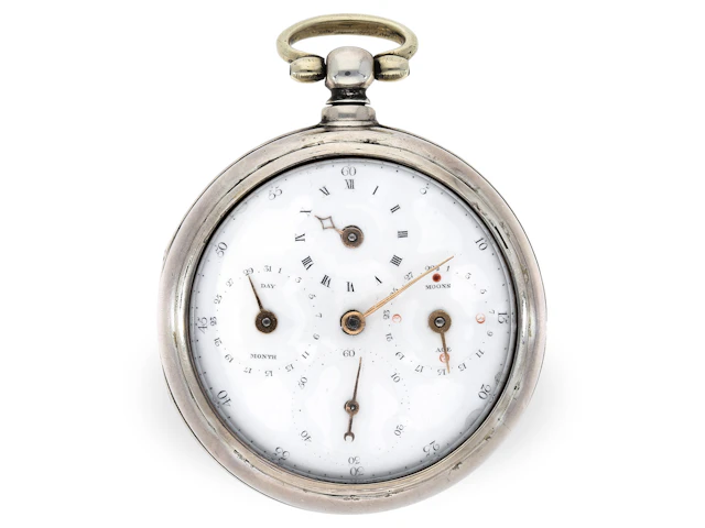 Pocket watch: interesting astronomical verge watch with regulator