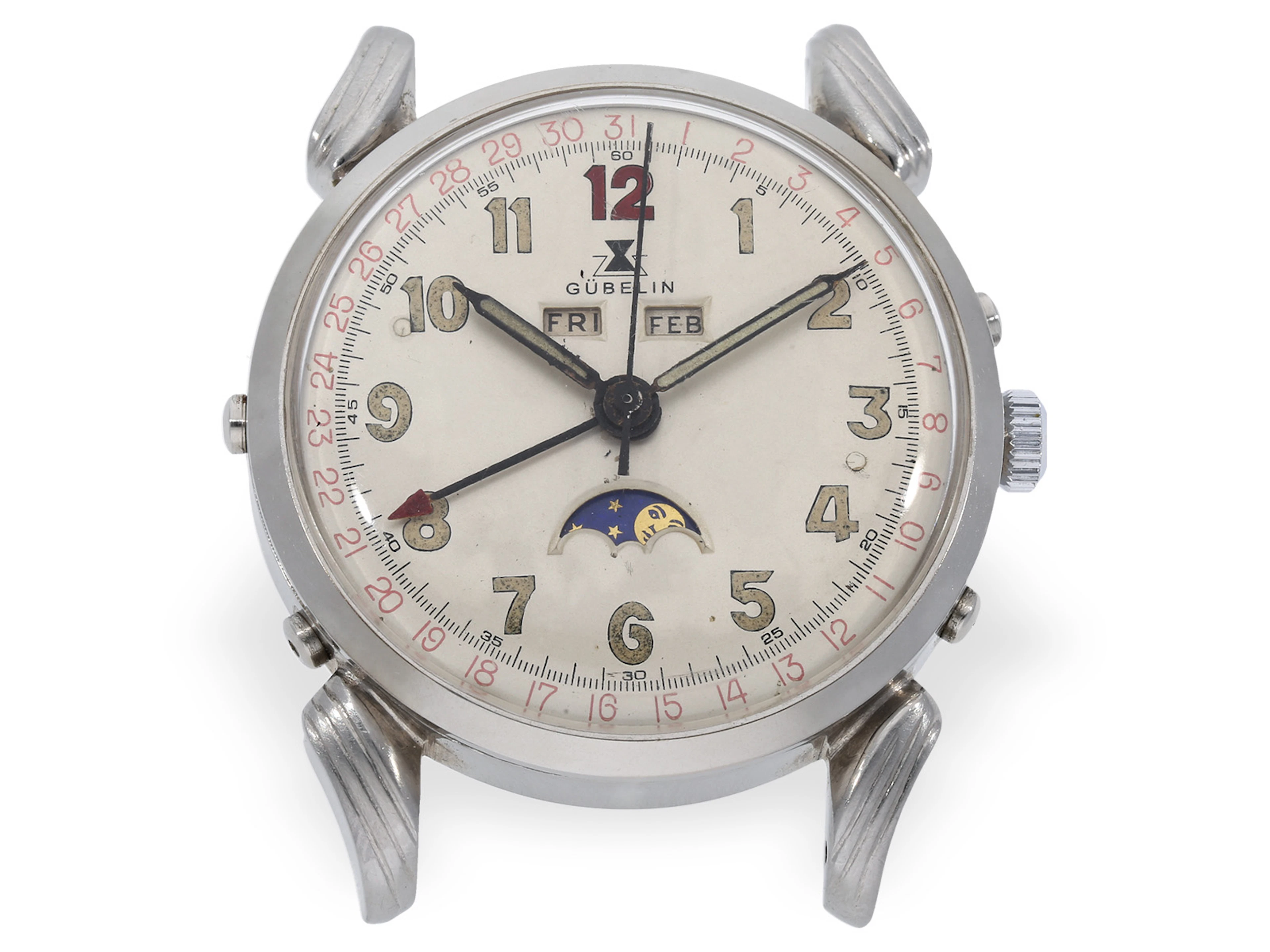 Wristwatch: early Gübelin “Ipso Matic” with calendar and moon phase