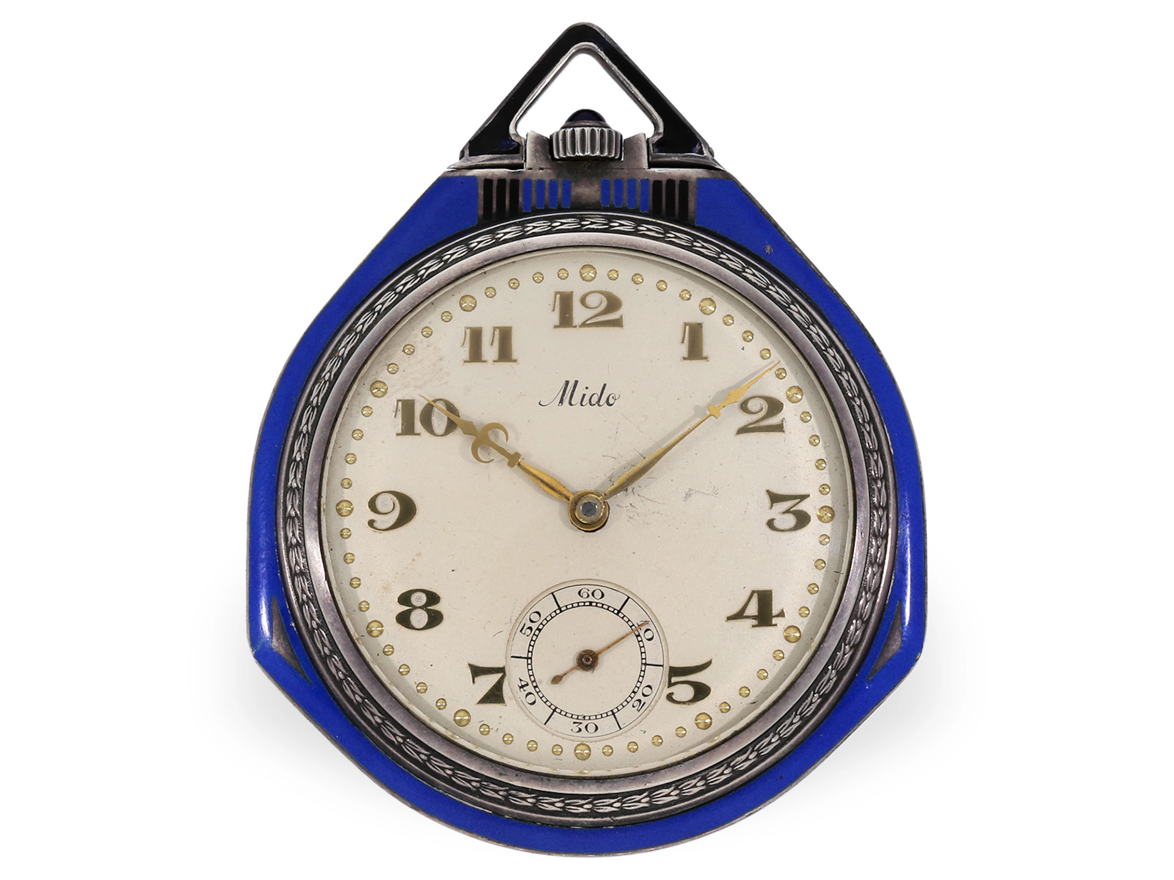 Pocket watch/shaped watch: unusual Art Deco dress watch with an enamelled