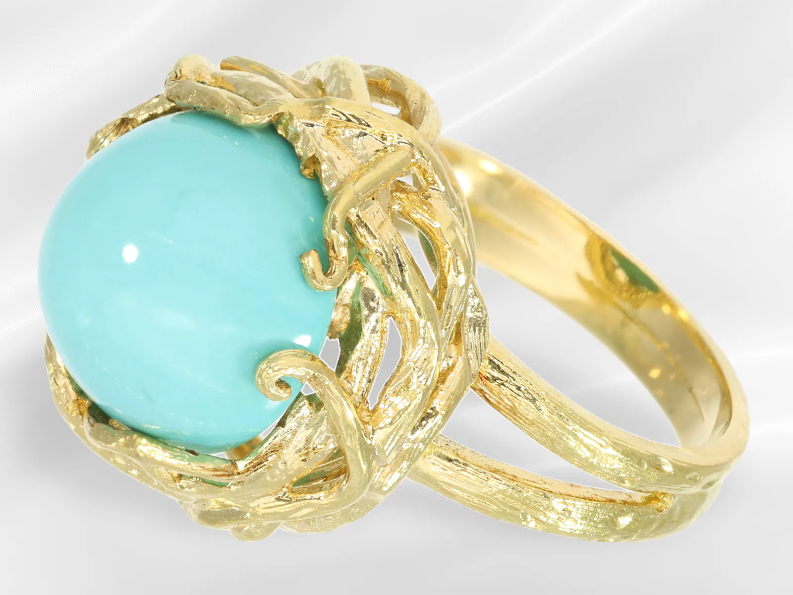 Ring: vintage goldsmith's ring with turquoise, 1960s