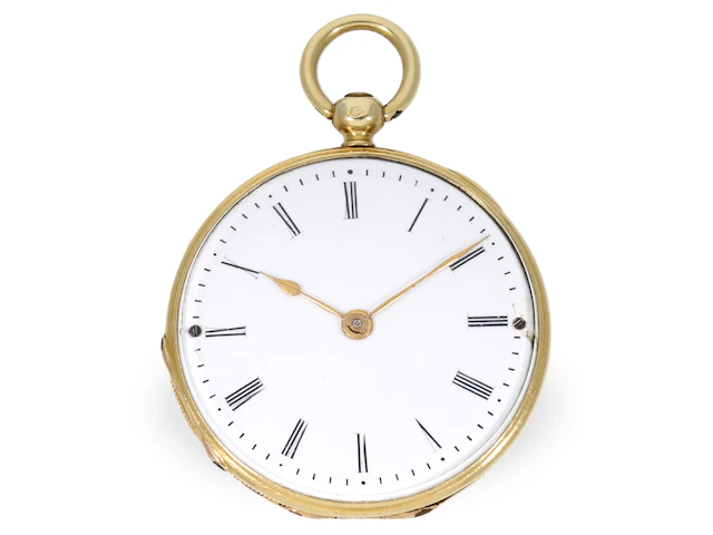 Pocket watch: rare miniature Lepine with engraved movement, Bautte
