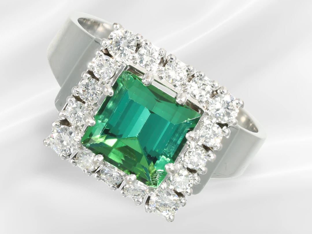 Ring: vintage tourmaline and brilliant-cut diamond goldsmith's ring