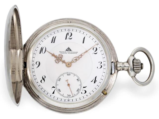 Historically interesting pocket watch, Glashütte Precision Watch Factory