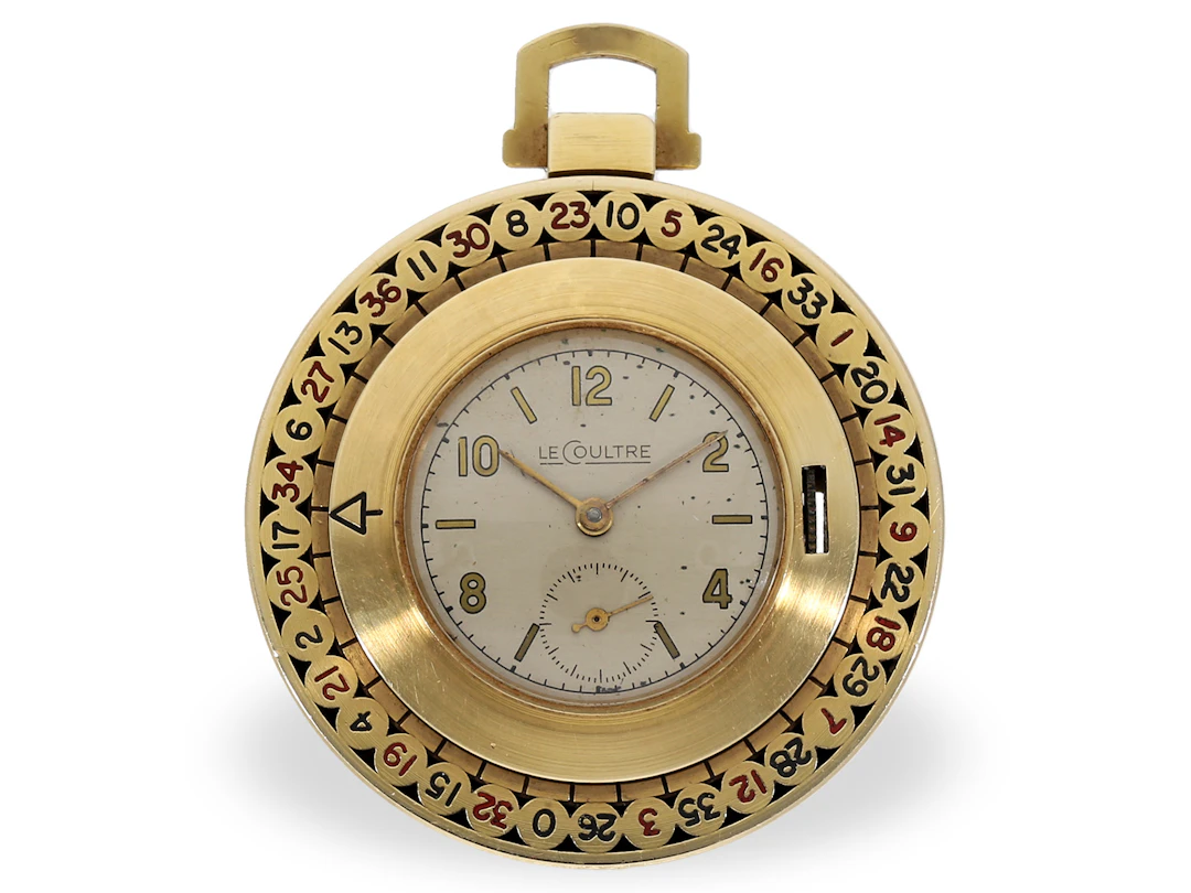 Pocket watch: solid gold vintage LeCoultre ‘Roulette’ dress watch, ca. 1950