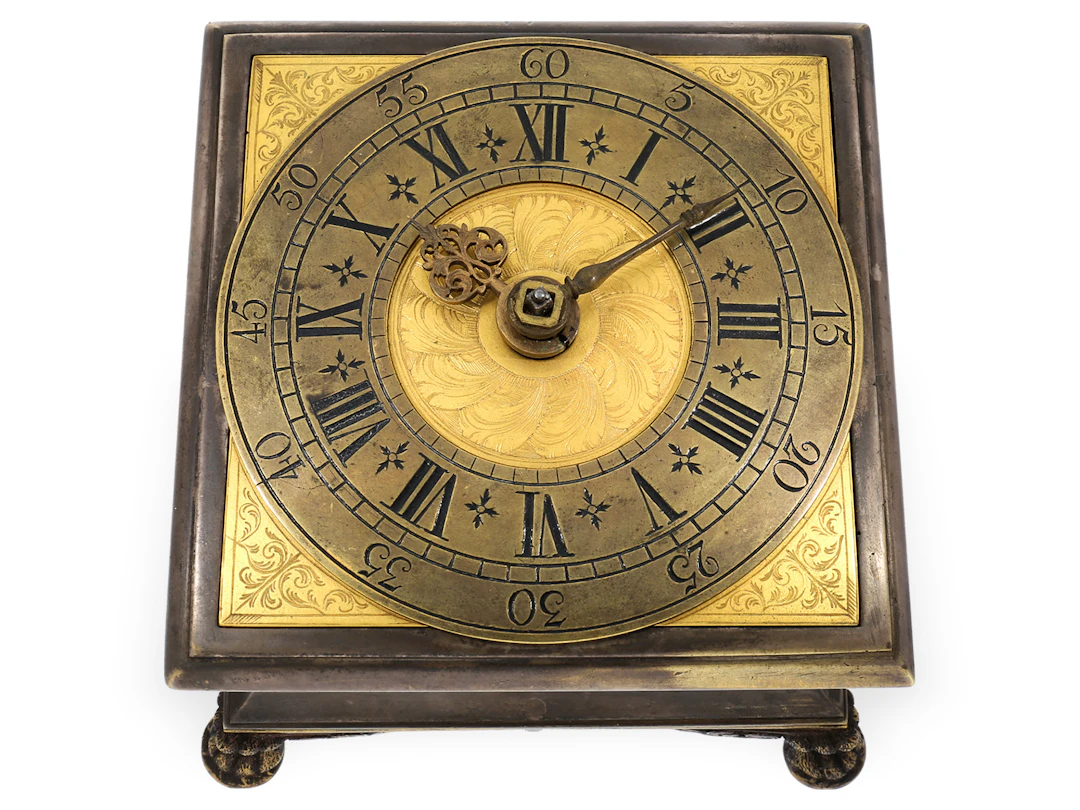 Table clock: early square horizontal clock by Johann Christoph Hein