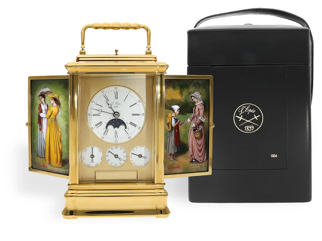 Extremely rare officers’ carriage clock, L’EPÉE “LA CENT CINQUANTENAIRE”