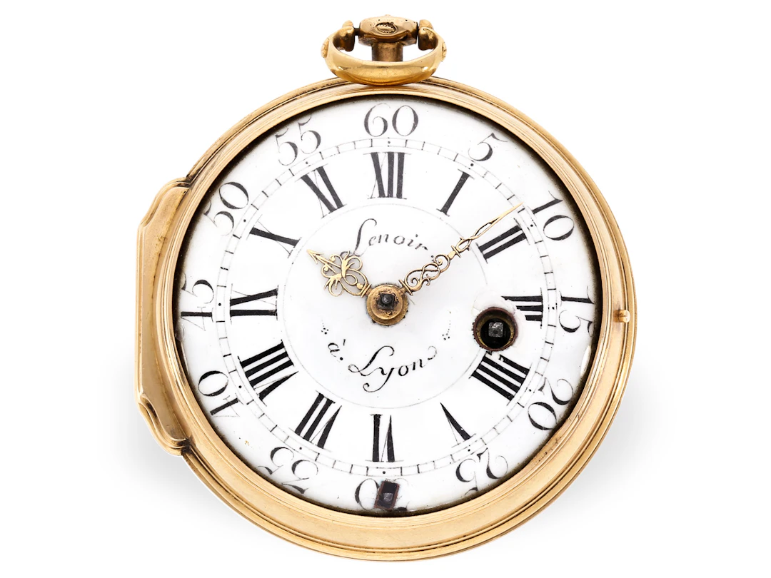 Pocket watch: heavy 18K verge watch, Lenoir à Lyon, circa 1750