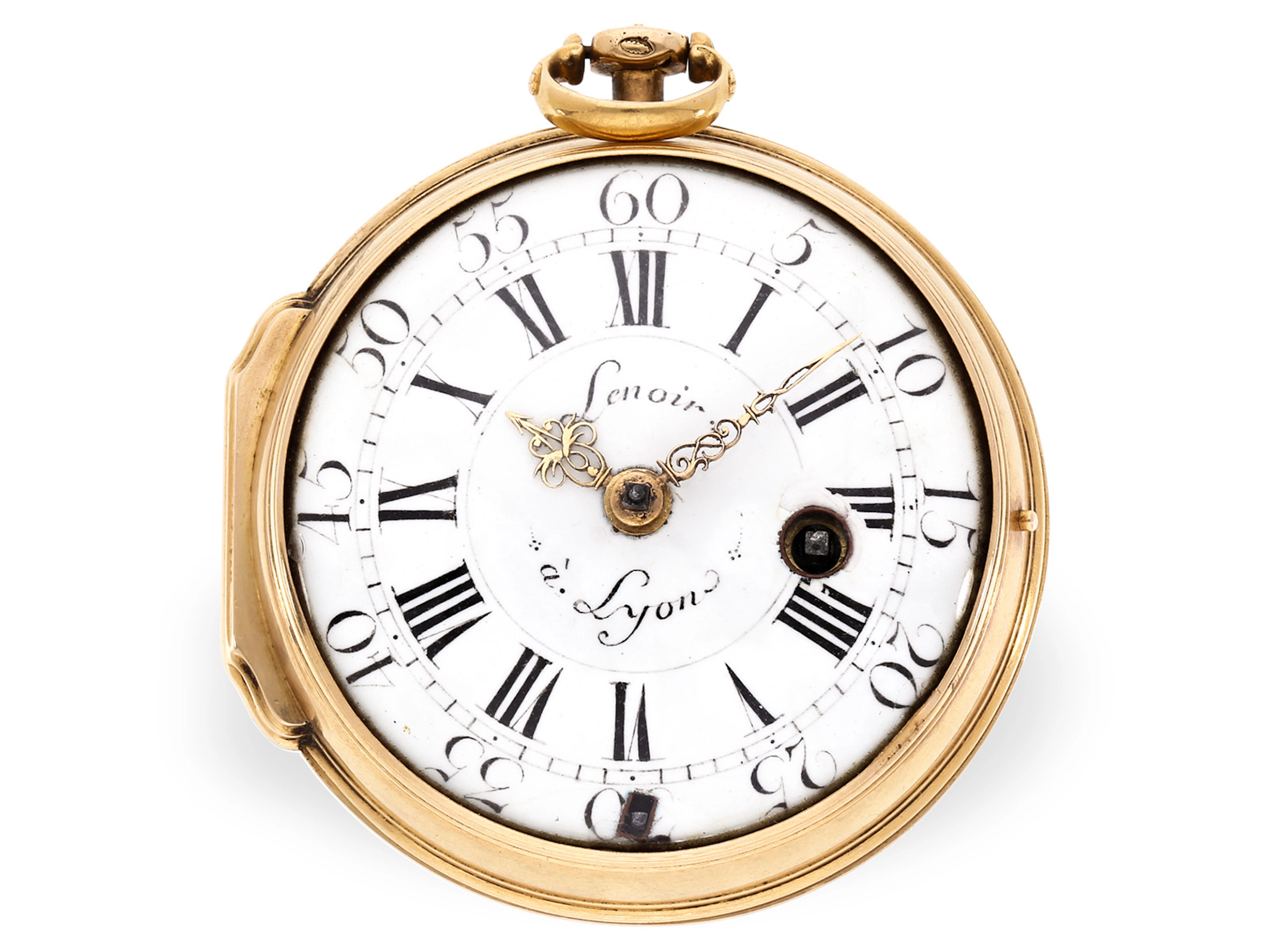 Pocket watch: heavy 18K verge watch, Lenoir à Lyon, circa 1750