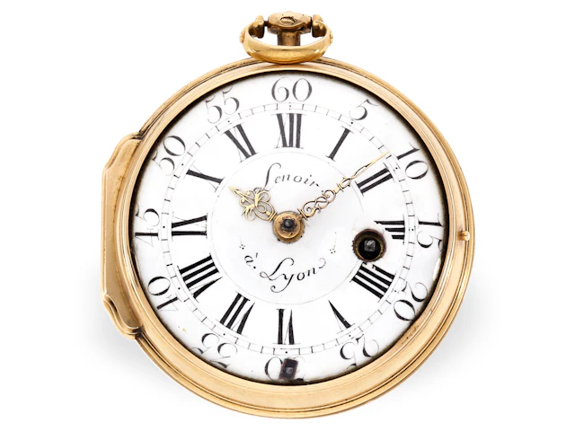 Pocket watch: heavy 18K verge watch, Lenoir à Lyon, circa 1750