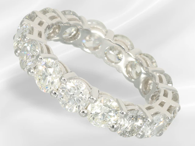 Ring: modern, delicate white gold eternity ring with brilliant-cut