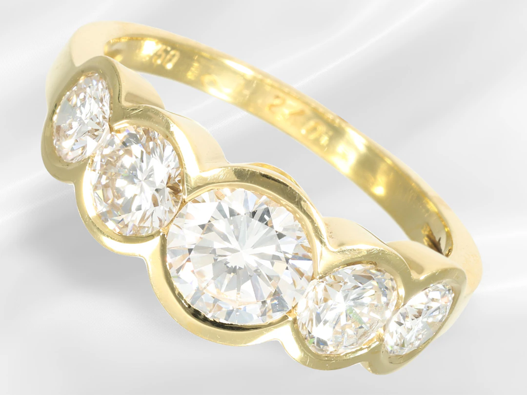 Ring: Brilliant-cut diamond goldsmith's ring, 18K gold, ca. 2.4 ct diamonds