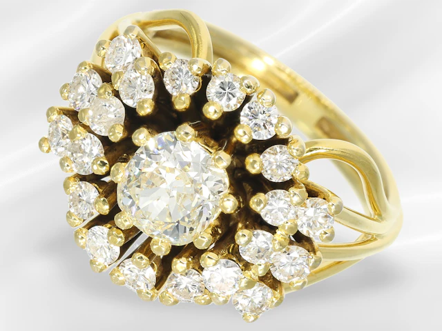 Ring: vintage brilliant-cut diamond goldsmith's ring, beautiful old-cut