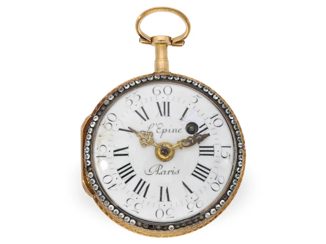 Pocket watch: 4-colour relief verge watch, signed Lepine Paris, ca. 1780