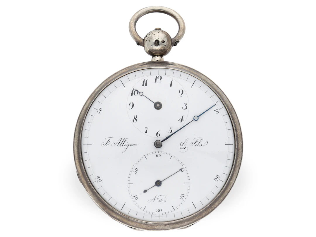 Pocket watch: early deck watch with regulator dial and stop seconds, circa 1830