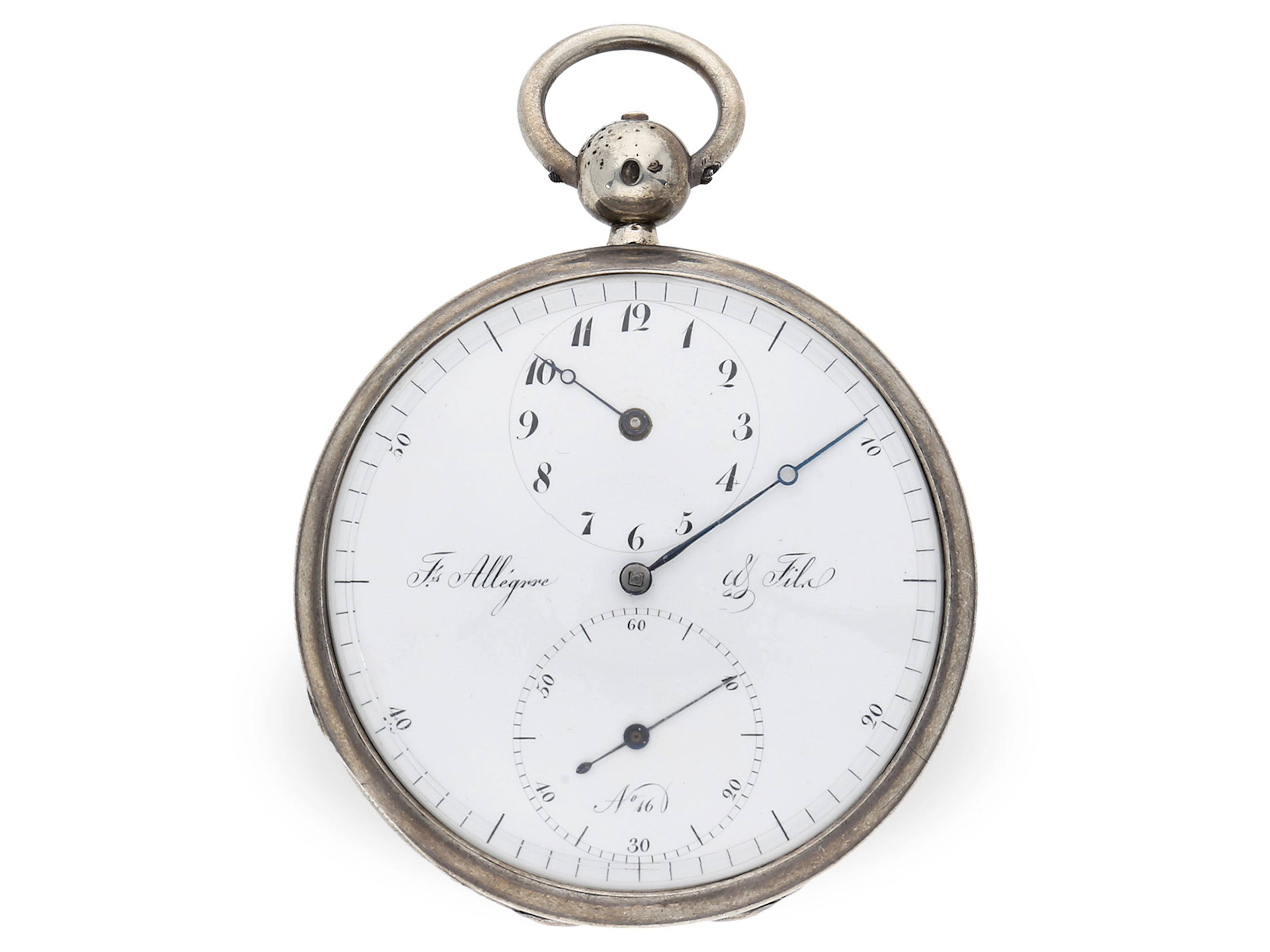 Pocket watch: early deck watch with regulator dial and stop seconds, circa 1830