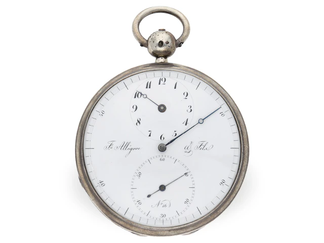 Pocket watch: early deck watch with regulator dial and stop seconds, circa 1830