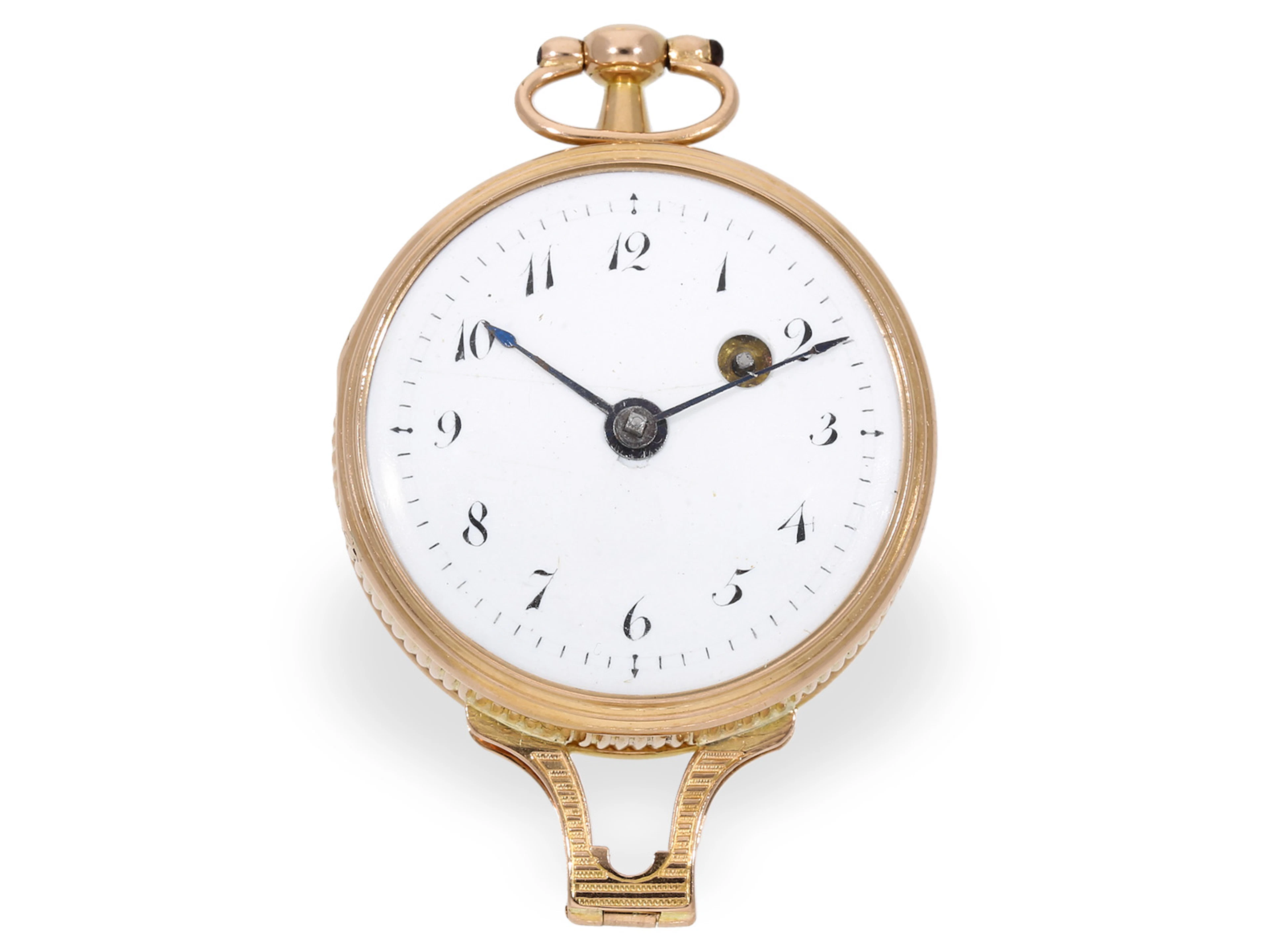 Pocket watch: an absolute rarity, shaped watch with magnifying glass