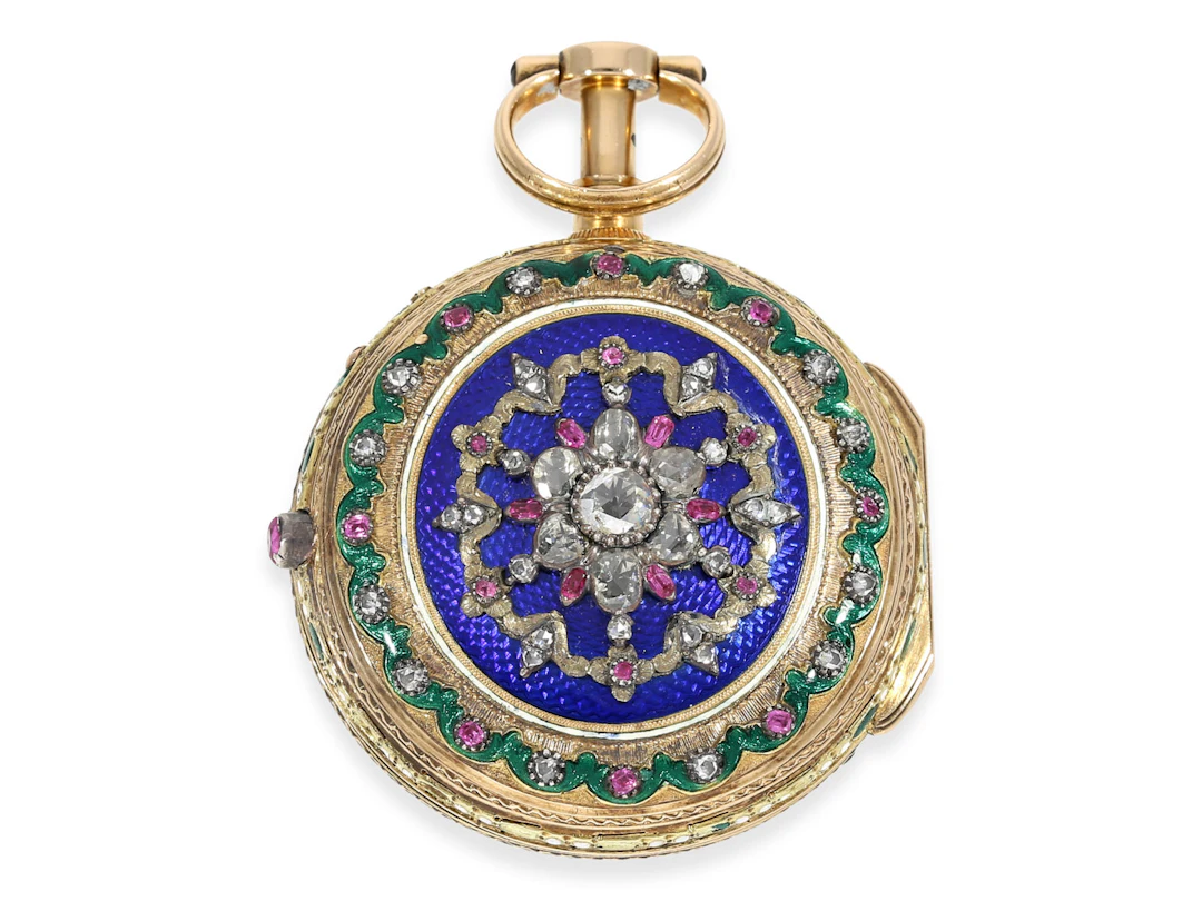 Pocket watch: significant gold and enamel pocket watch with ‘a toc