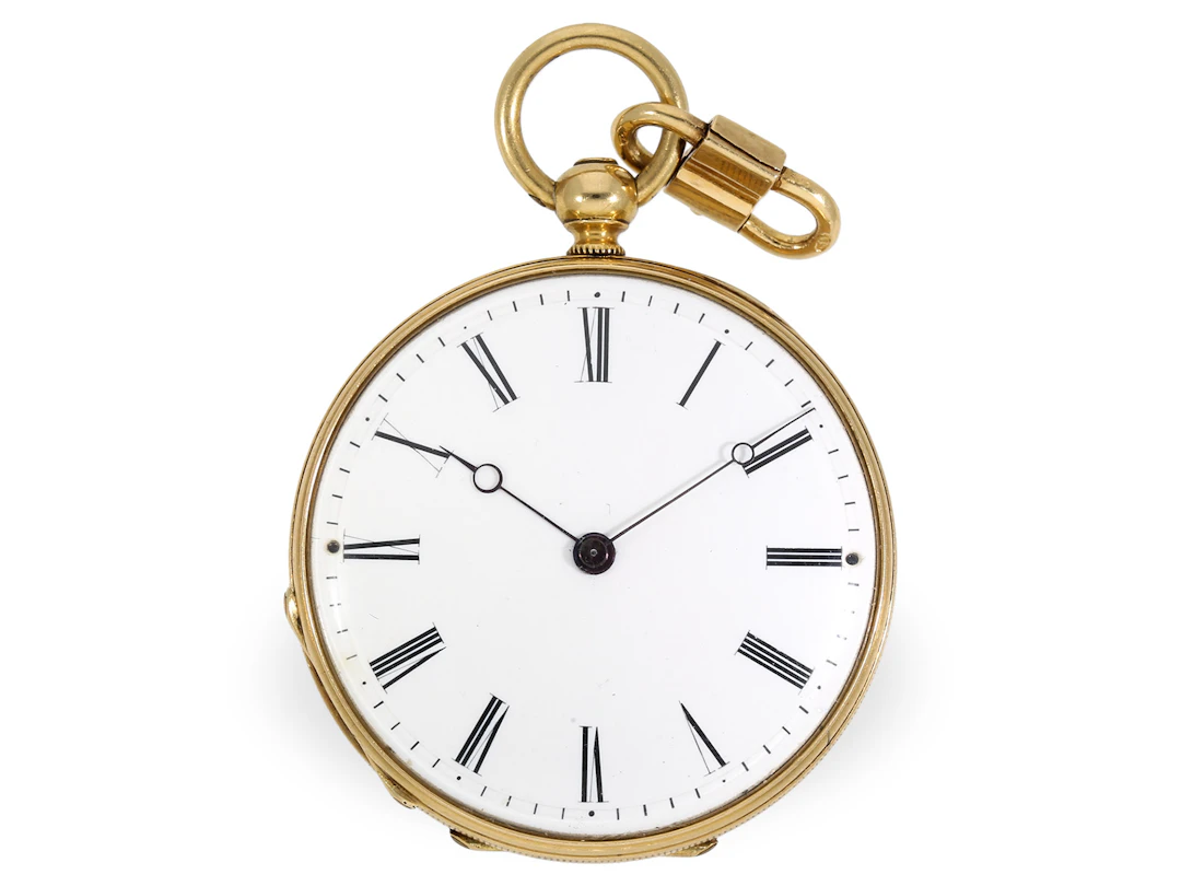 Pocket watch/pendant watch: gold/enamel Lépine set with diamonds